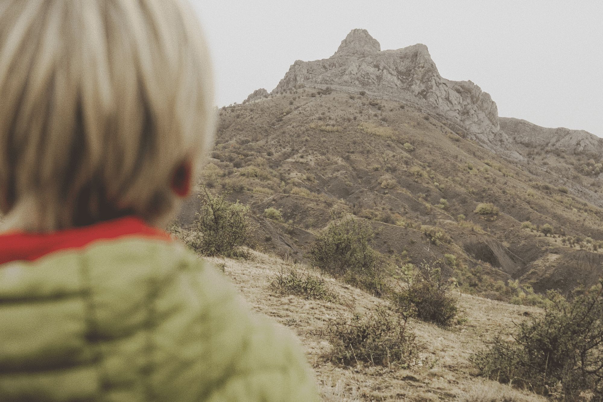 Illustration d'un enfant pensif face à une montagne